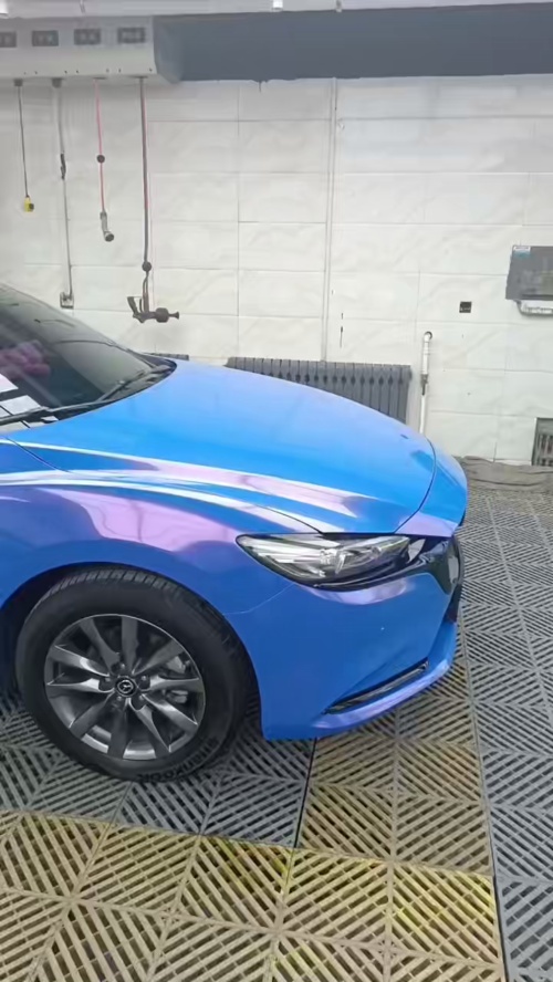 Ravoony Plus PET Glossy Diamond Blue Red Car Wrap review 