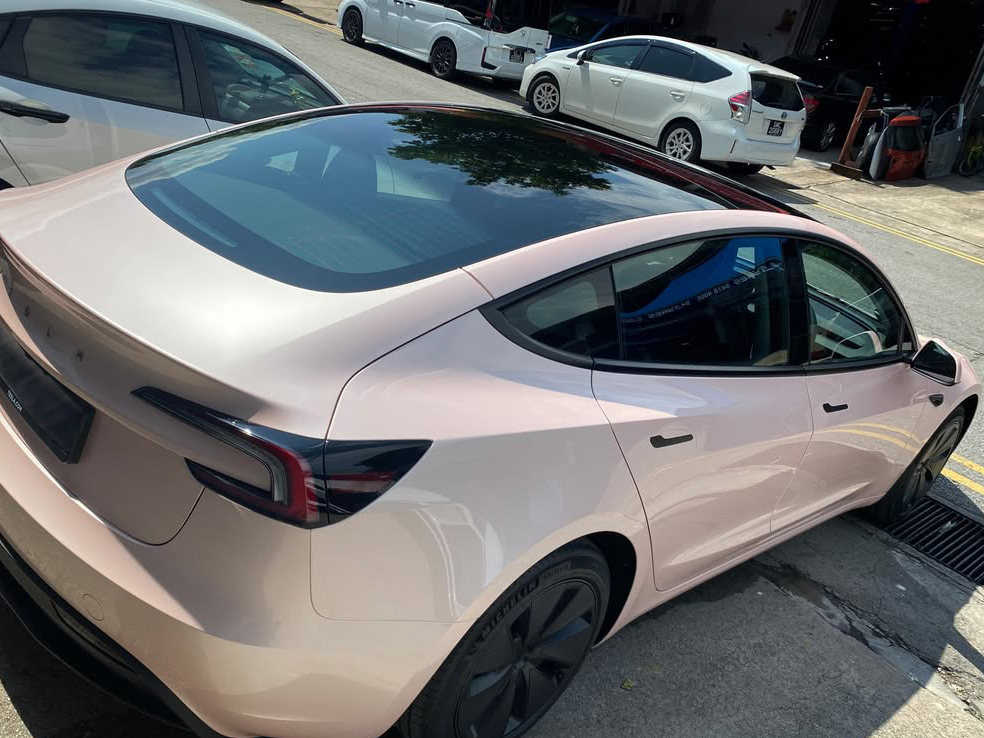 Ravoony Plus Gloss Macaron Peach Pink Vinyl Car Wrap review Kai Chen 00