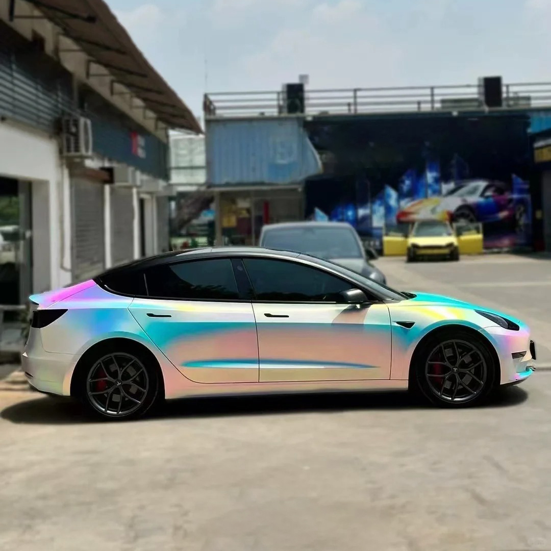 Ravoony Basic Matte Holographic Rainbow Neo Chrome Car Vinyl Wrap review Jacob King 00