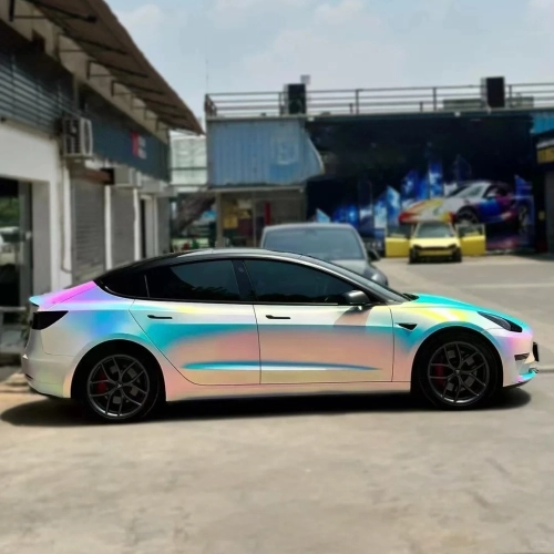 Ravoony Basic Matte Holographic Rainbow Neo Chrome Car Vinyl Wrap review 