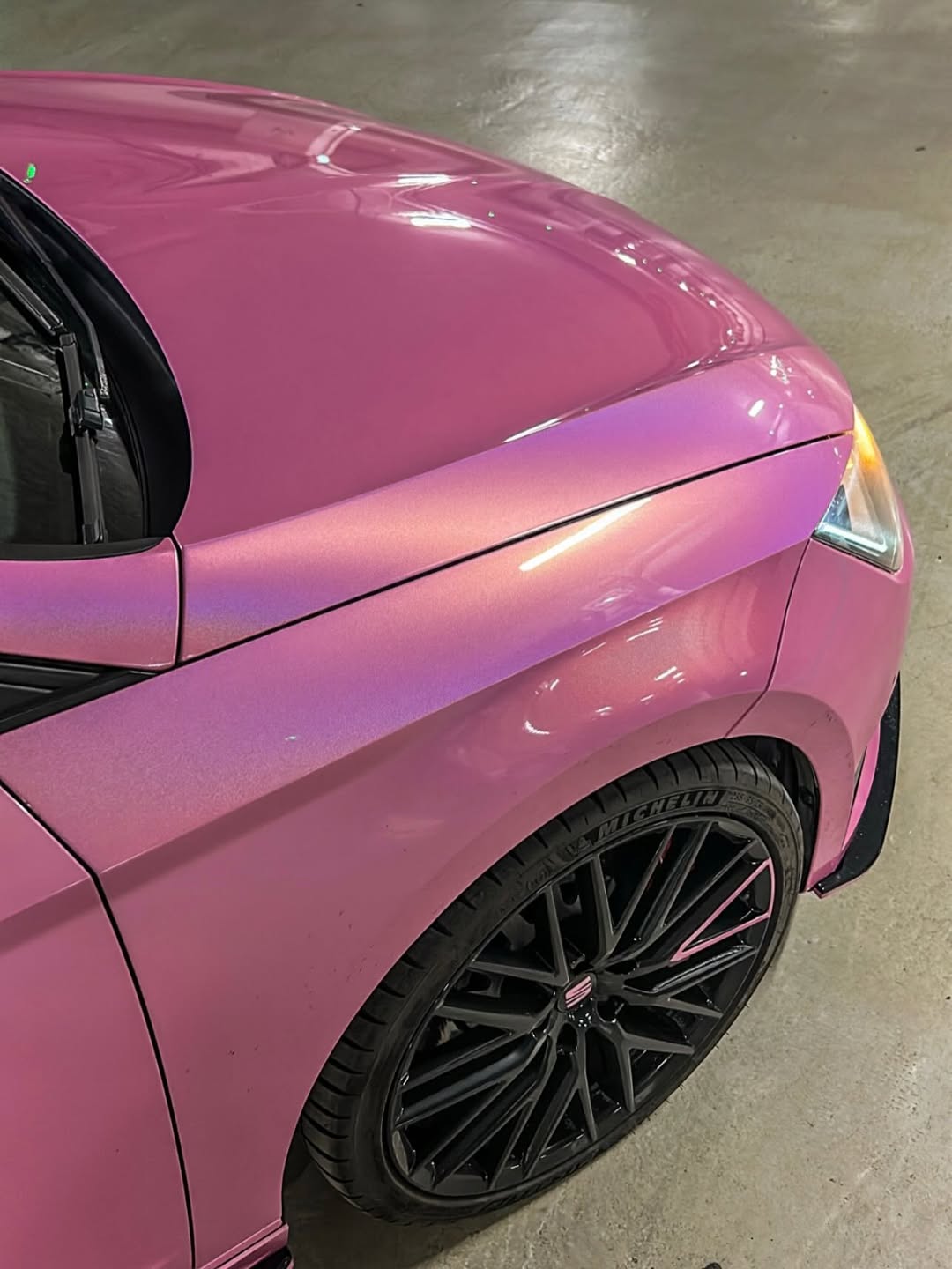 Ravoony Plus PET Glossy Laser Pink Car Vinyl Wrap review darkprod 04