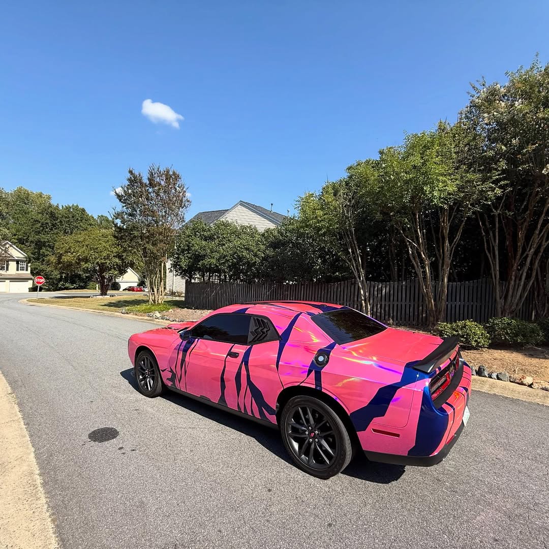 Ravoony Plus Glossy Rainbow Neo Chrome Laser Pink Car Vinyl Wrap review 4