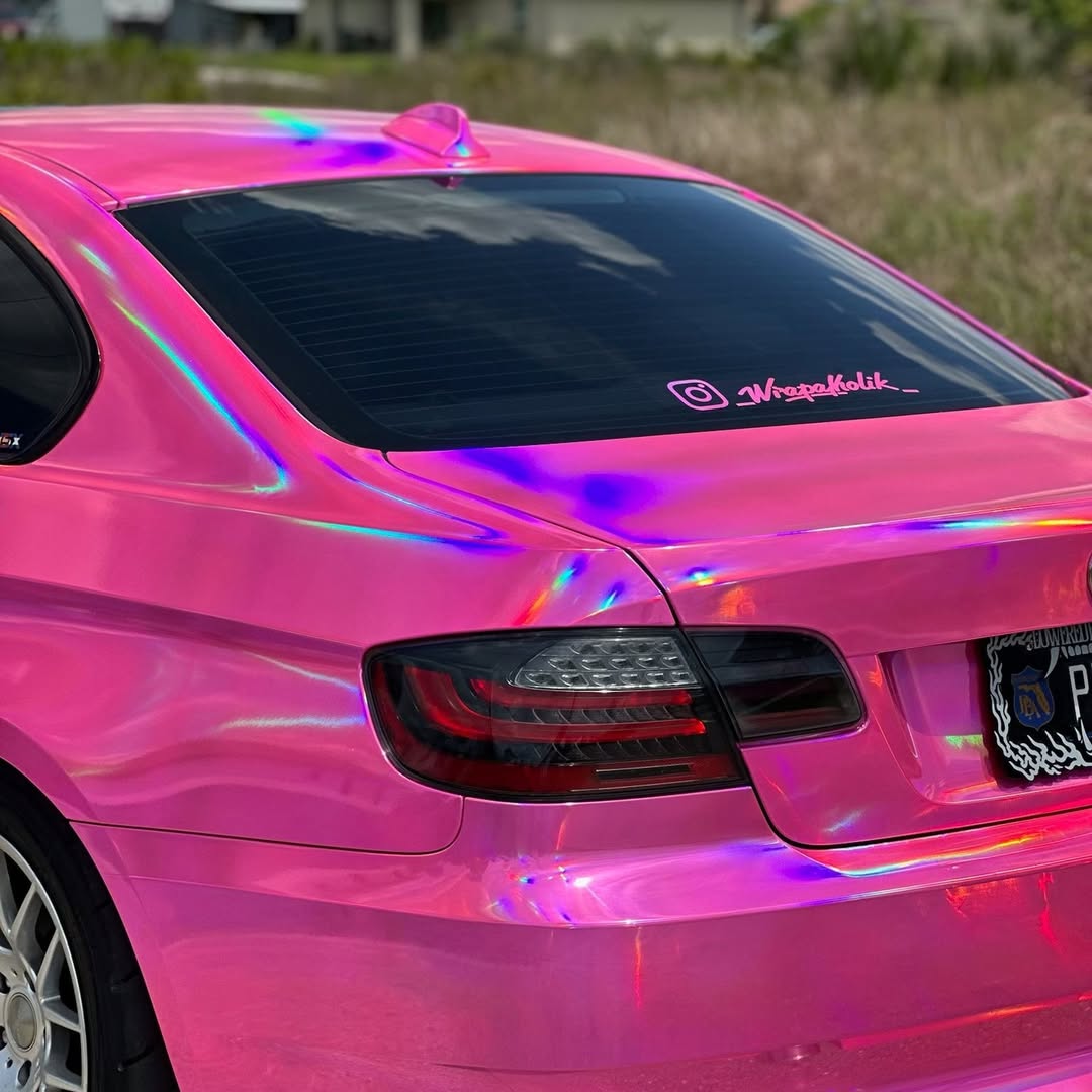 Ravoony Plus Glossy Rainbow Neo Chrome Laser Pink Car Vinyl Wrap review 1