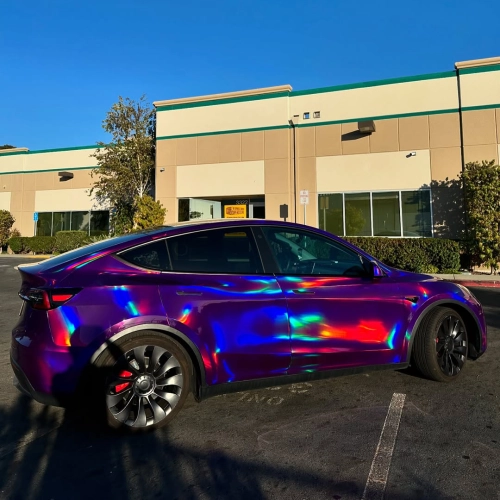 Ravoony Plus PET Gloss Laser Chrome Purple Car Vinyl Wrap review 