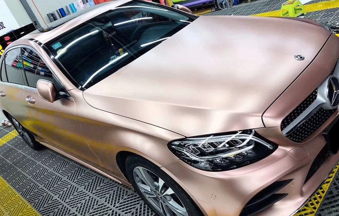 Ravoony Plus Pure Metallic Rose Gold Car Vinyl Wrap review 1