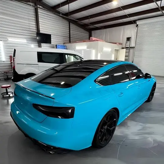 Ravoony Plus PET Glossy Miami Blue Vinyl Wrap review 1