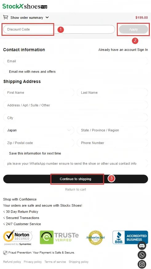 Shipping Details and Discount