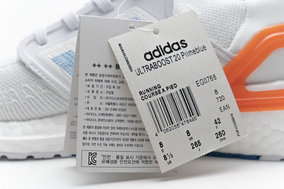      adidas Ultra BOOST 20 Primeblue White Blue Orange