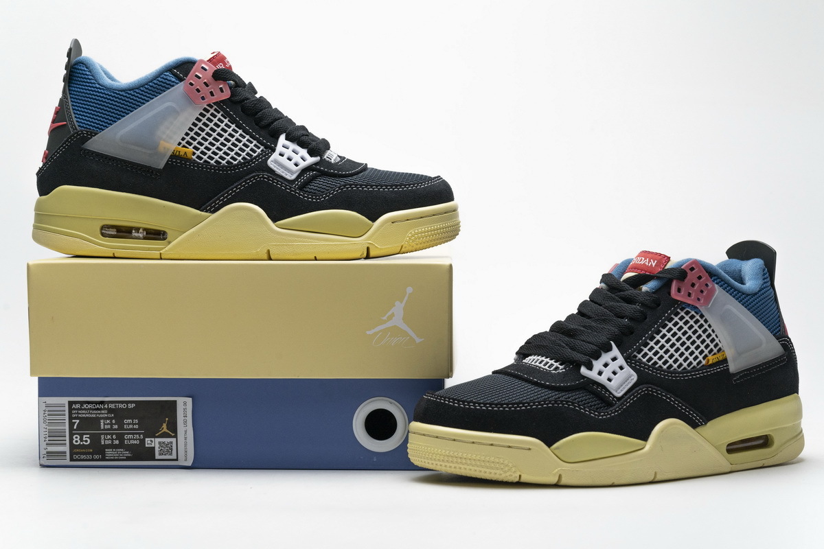  Pkgod  Air Jordan 4 Retro Union Off Noir Black  