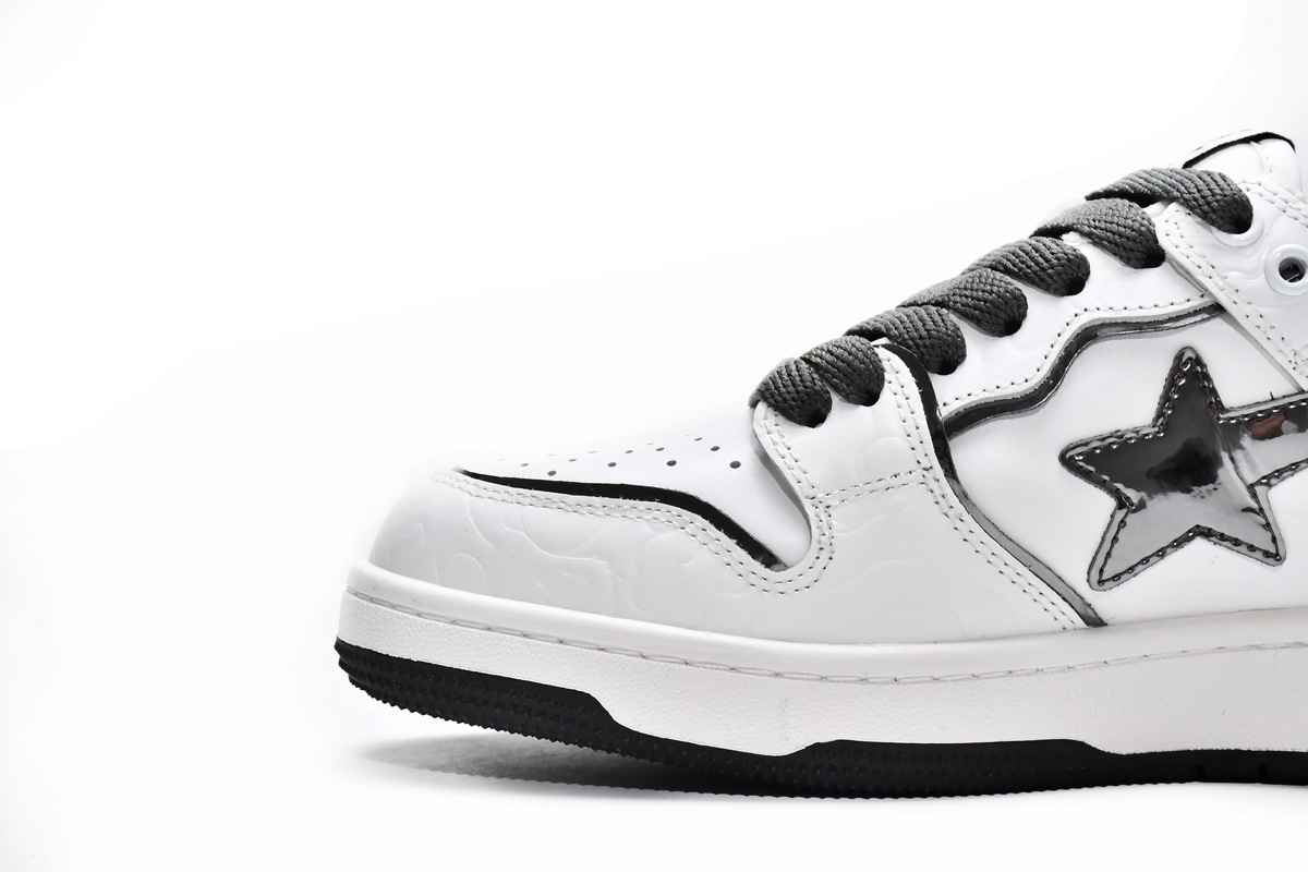 Zafa Wear A Bathing Ape Bape SK8 Sta White Silver