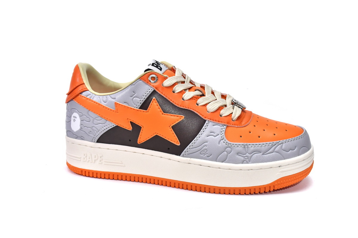 Pkgod A Bathing Ape Bape Sta Low Grey Orange