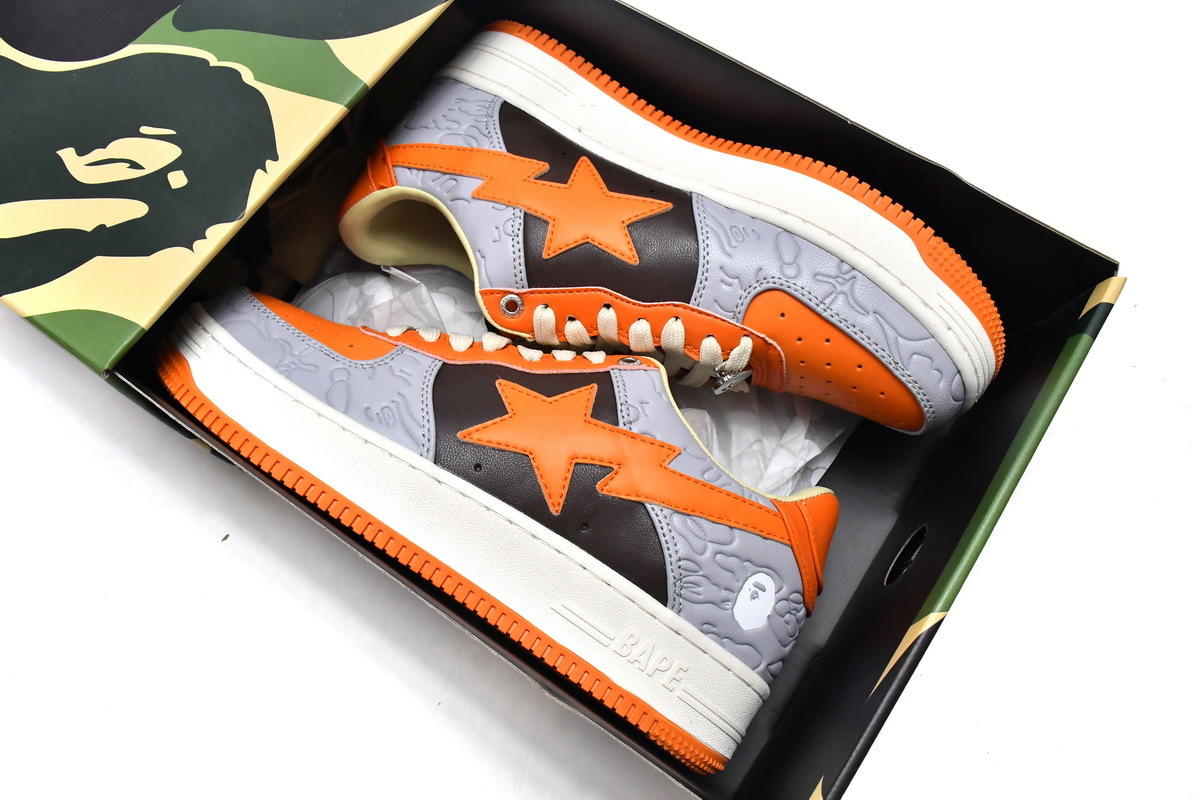Pkgod A Bathing Ape Bape Sta Low Grey Orange