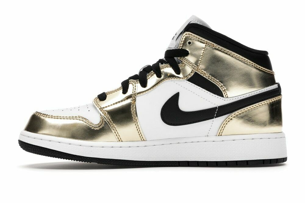 Pkgod Air Jordan 1 Mid Metallic Gold Black White 
