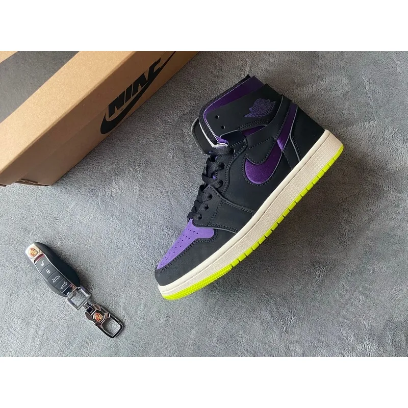 Pkgod Air Jordan 1 High Zoom Air CMFT Black Court Purple Lemon Venom (W)