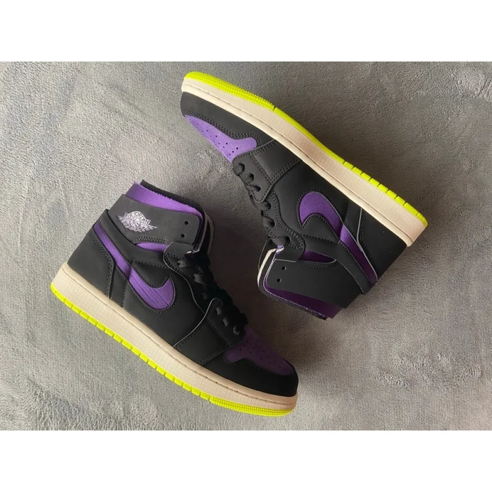 Pkgod Air Jordan 1 High Zoom Air CMFT Black Court Purple Lemon Venom (W)