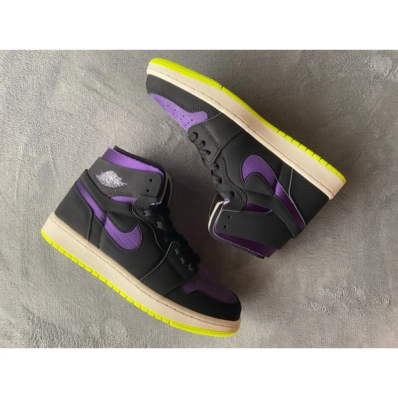 Pkgod Air Jordan 1 High Zoom Air CMFT Black Court Purple Lemon Venom (W)