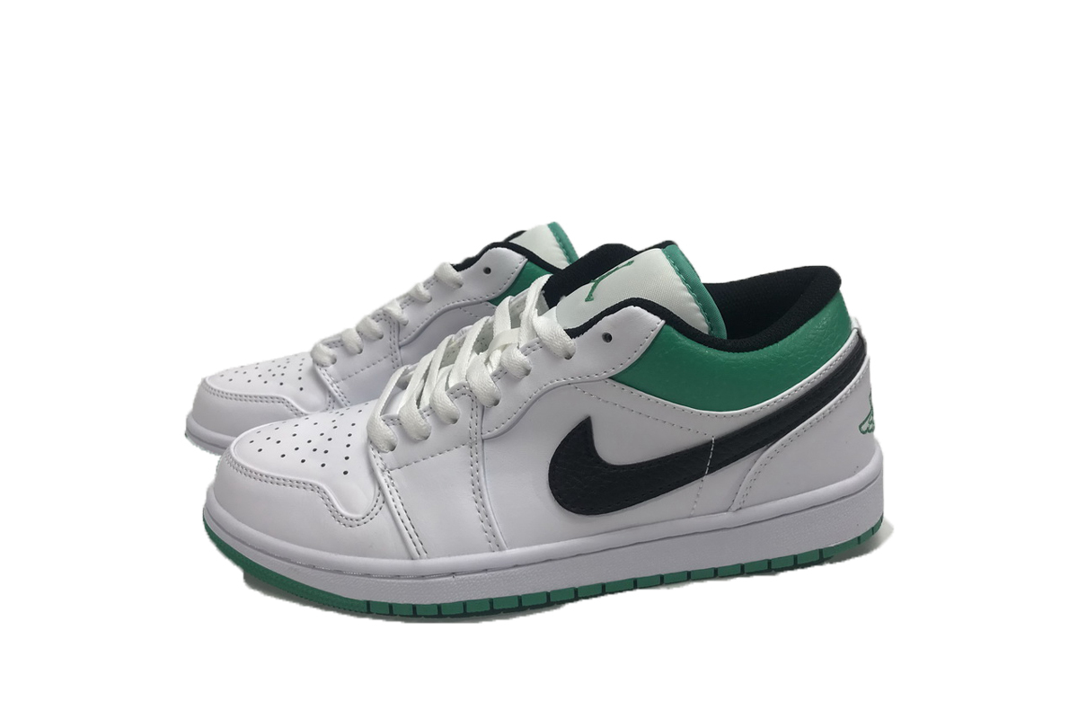 Pkgod Air Jordan 1 Low White Lucky Green Black​