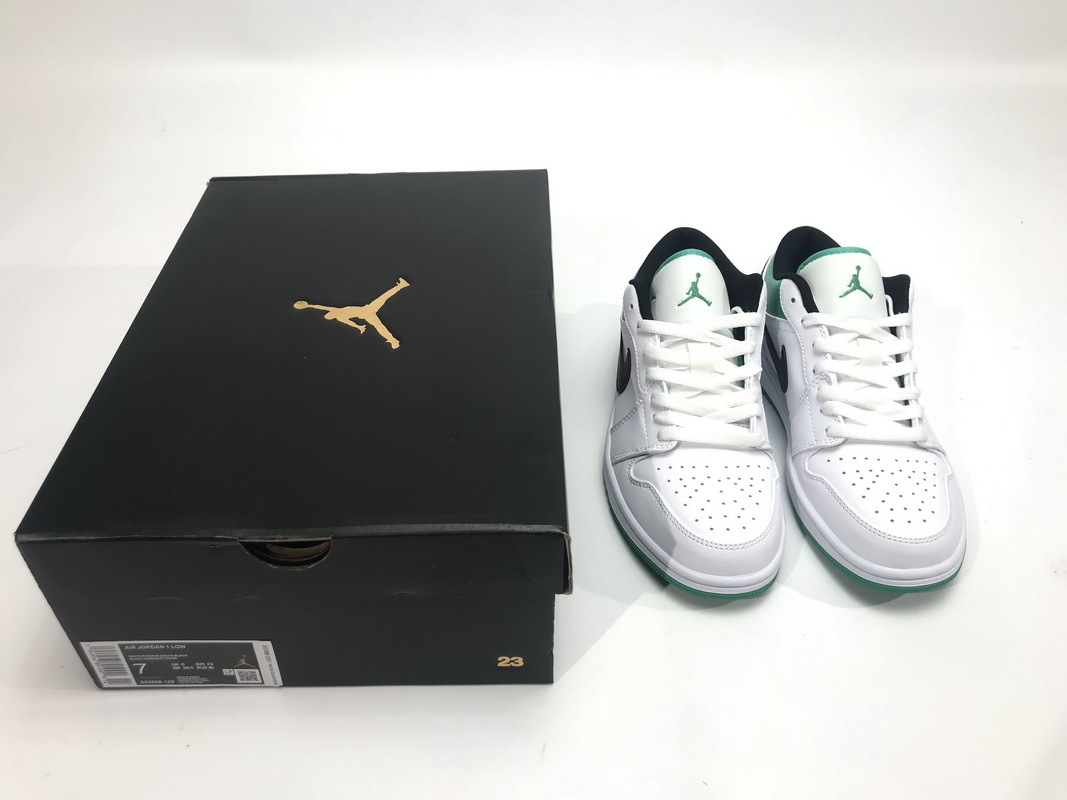 Pkgod Air Jordan 1 Low White Lucky Green Black​