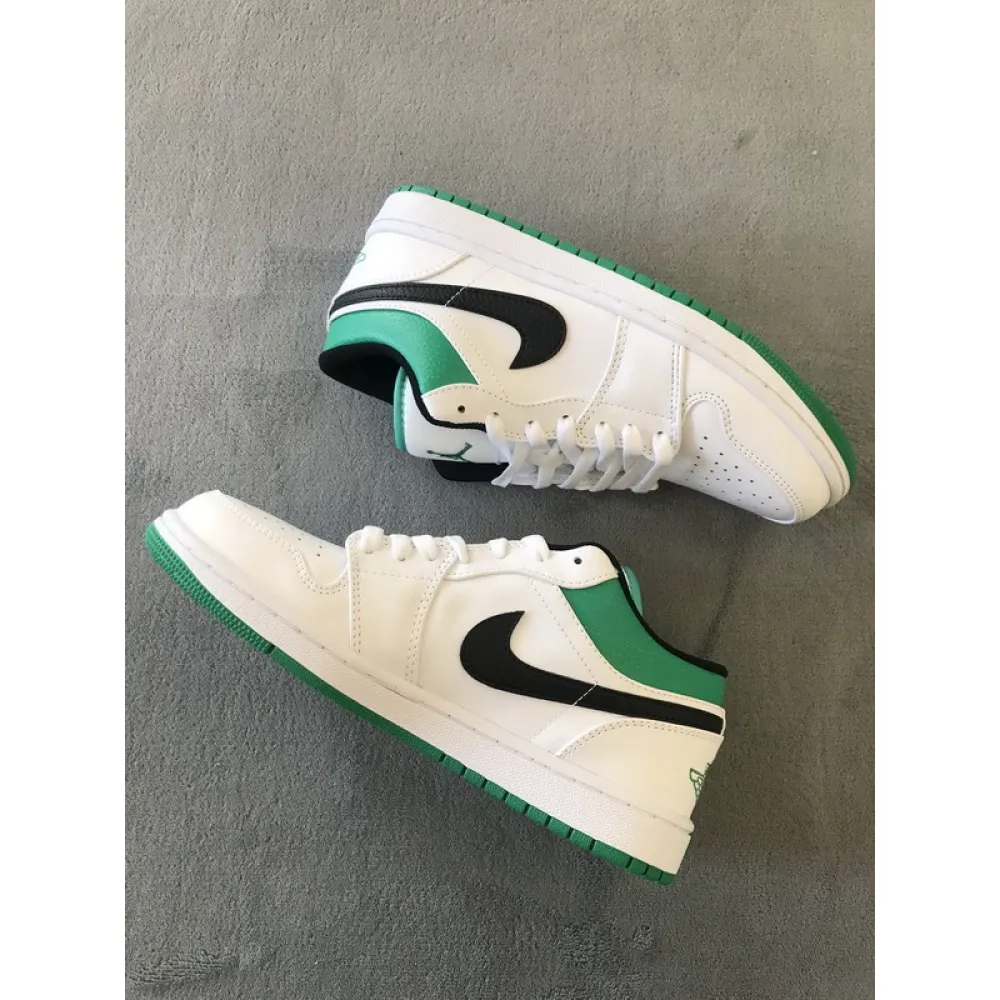 Pkgod Air Jordan 1 Low White Lucky Green Black​