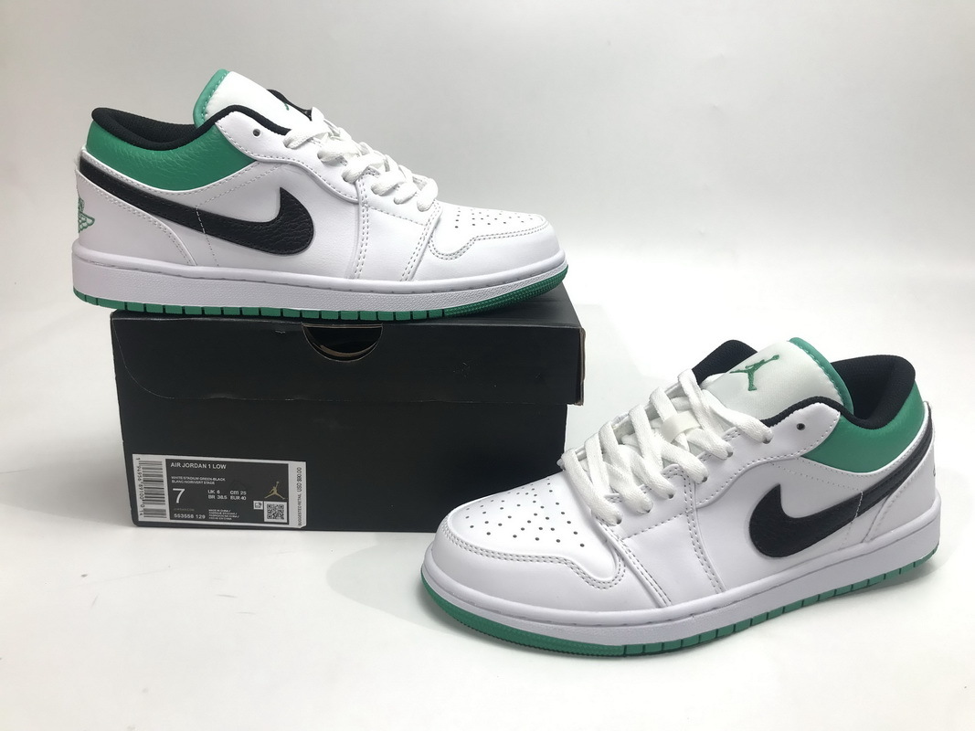 Pkgod Air Jordan 1 Low White Lucky Green Black​
