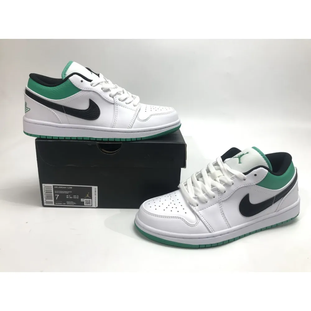 Pkgod Air Jordan 1 Low White Lucky Green Black​