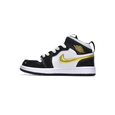 Pkgod Air Jordan 1 Mid PS Black Gold（Kids） 01