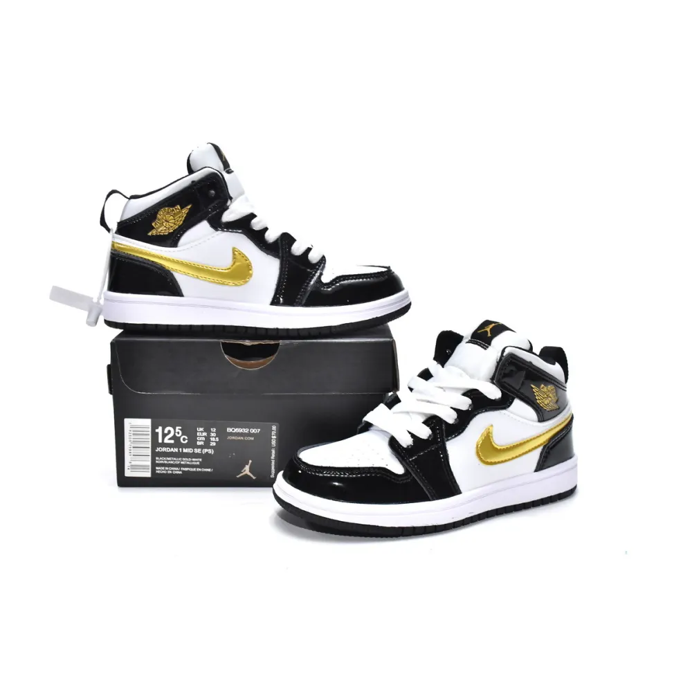 Pkgod Air Jordan 1 Mid PS Black Gold（Kids）