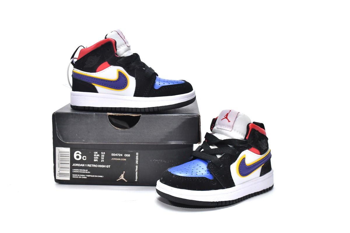 Pkgod Air Jordan 1 Mid PS Lakers Top 3(Kids)