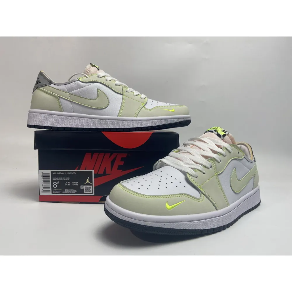 Pkgod Air Jordan 1 Retro Low White Ghost Green Black ​