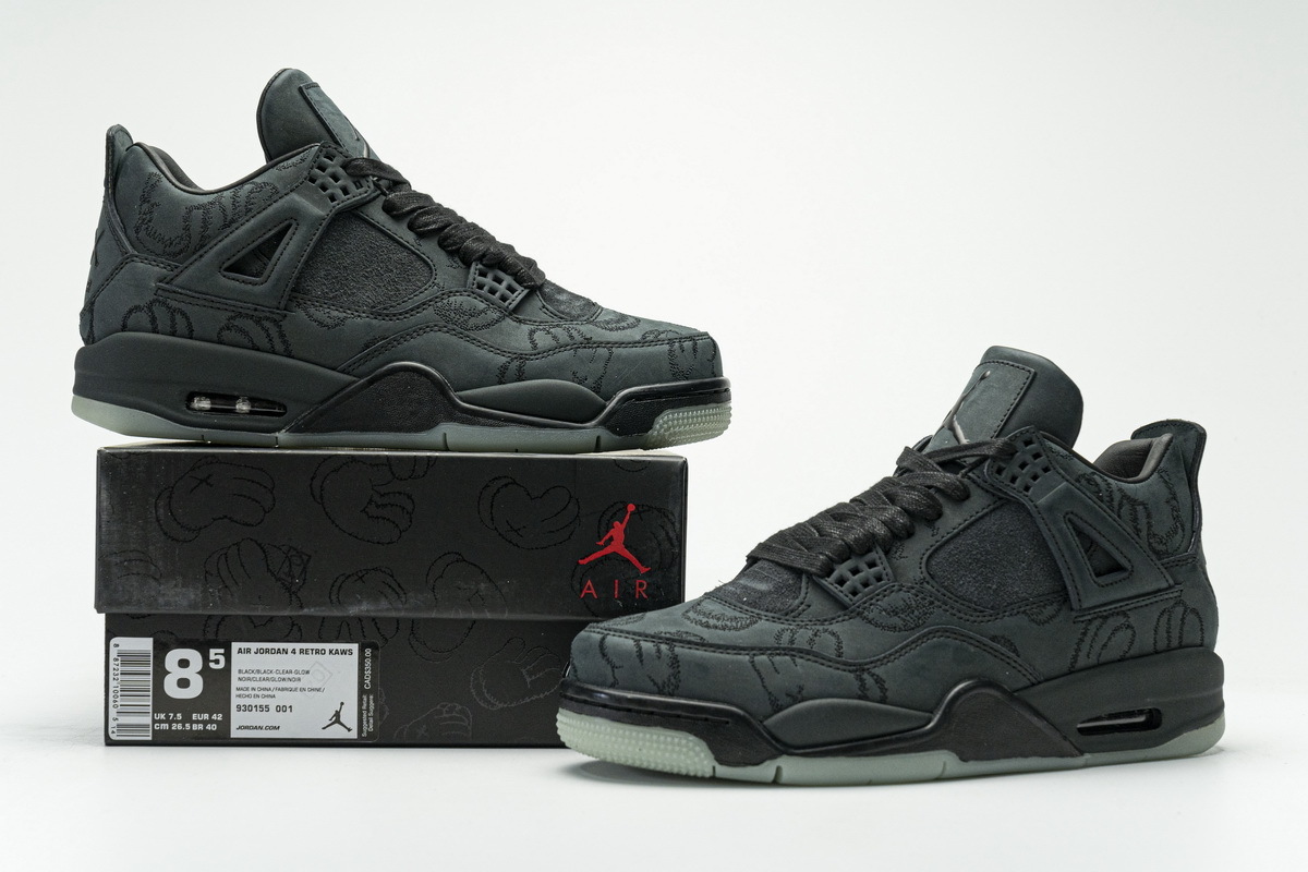 Pkgod Air Jordan 4 Retro Kaws Black