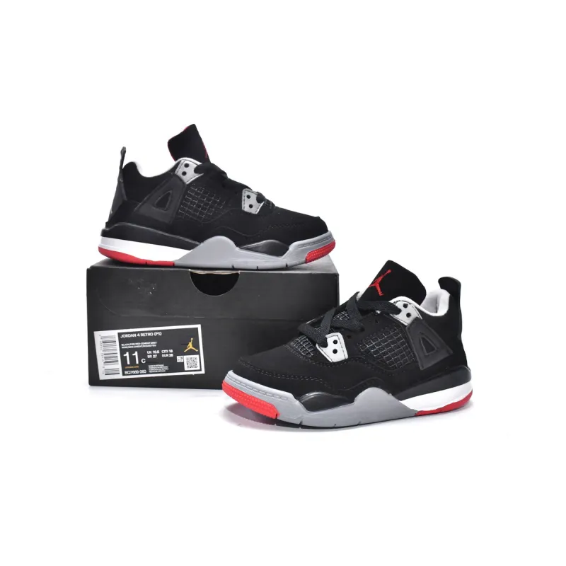 Pkgod Air Jordan 4 Retro PS Bred(Kids)