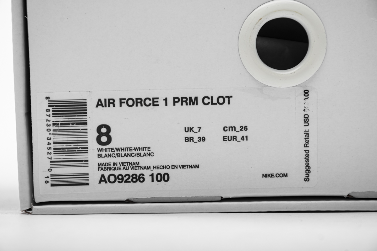 Pkgod Nike Air Force 1 Low Fragment Clot white