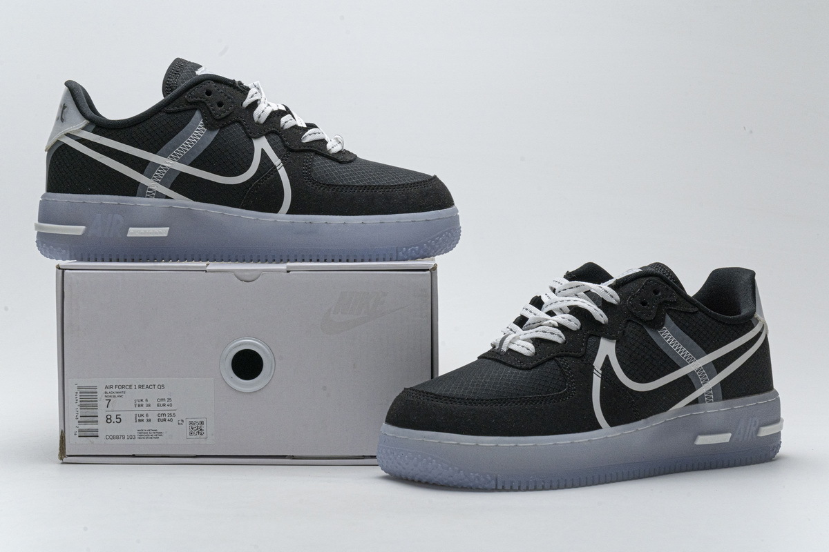    Pkgod Nike Air Force 1 React Black White Rush Ice