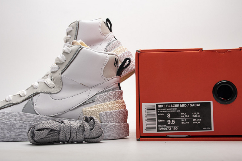 Pkgod Nike Blazer Mid sacai White Grey