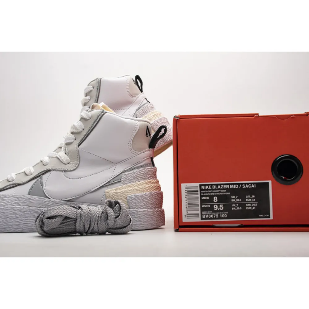 Pkgod Nike Blazer Mid sacai White Grey