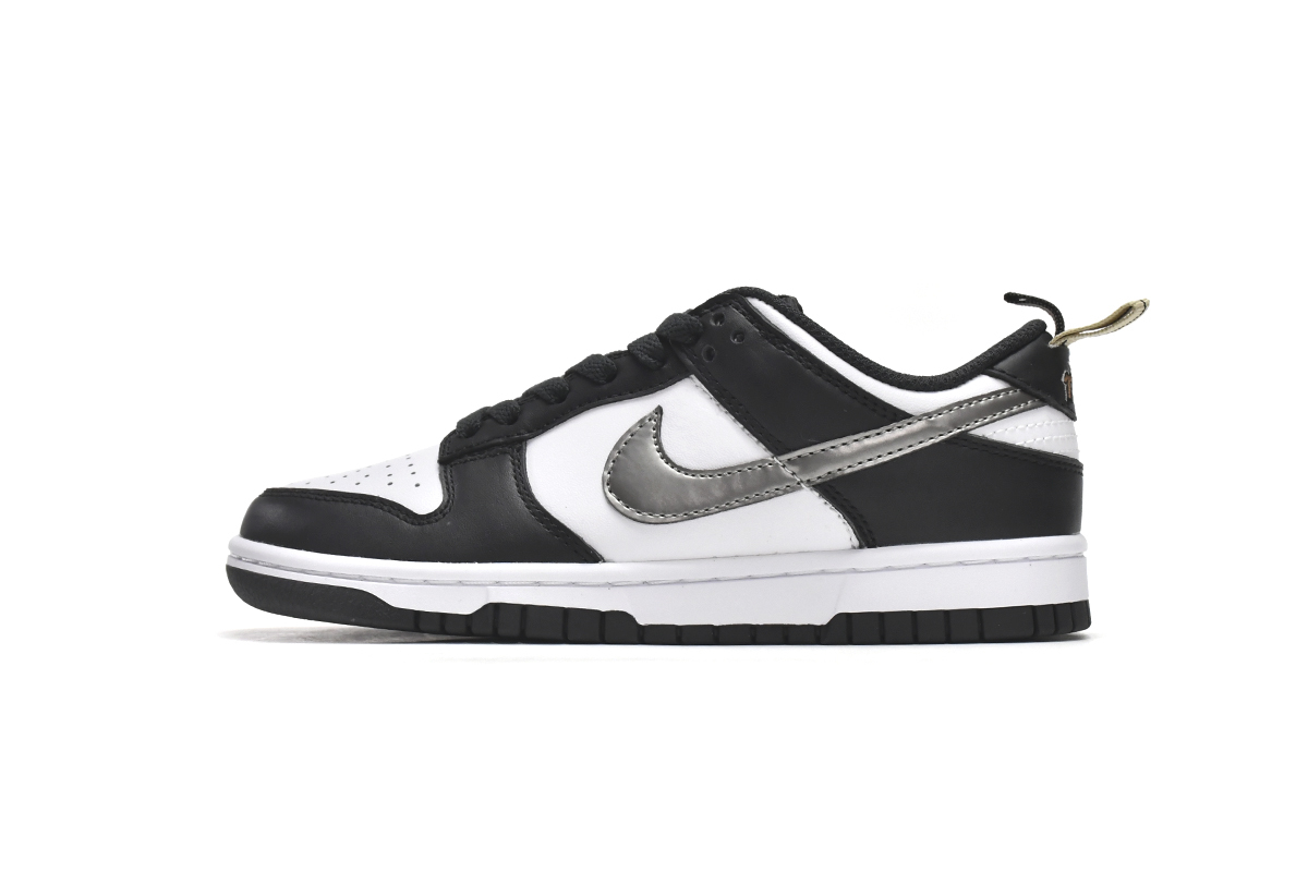    Nike Dunk Low Black White Metallic