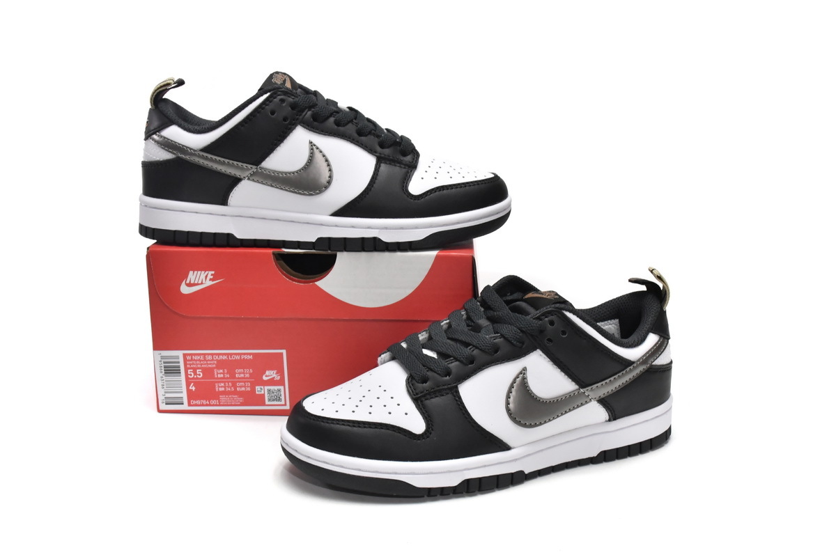     Nike Dunk Low Black White Metallic