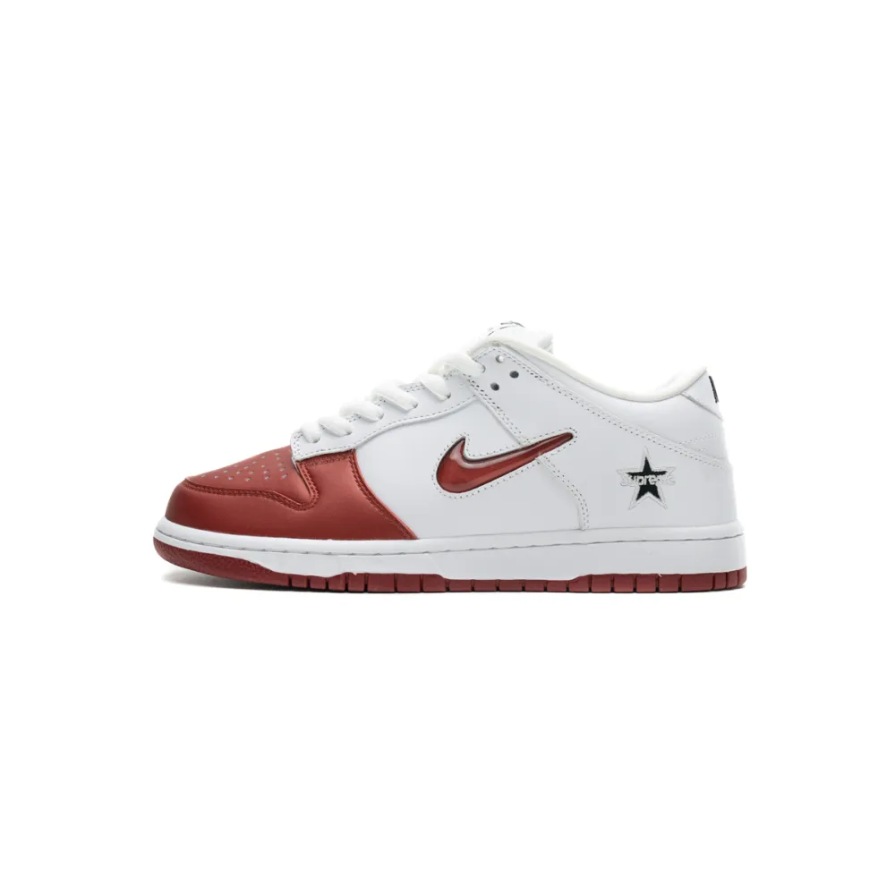 Pkgod Nike SB Dunk Low Supreme White Red 