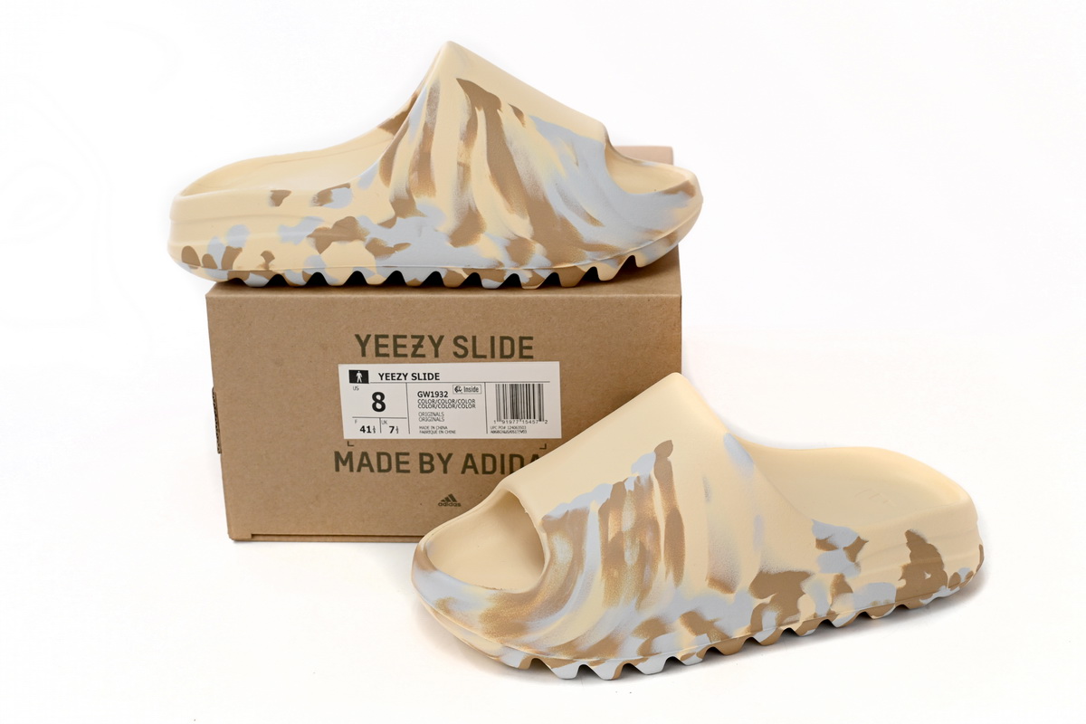    Pkgod adidas Yeezy Slide Enflame Oil Painting White Yellow