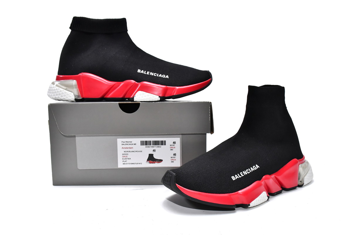Pkgod Balenciaga Speed Trainer Black Red 2.0