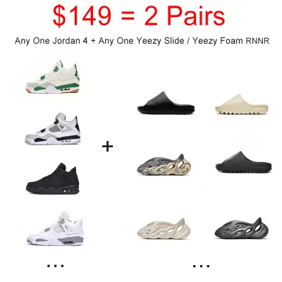  {Hot Sale Combination}Top Quality Pkgod  Air Jordan 4s & Yezzy Slide & Foam - 2 Pairs