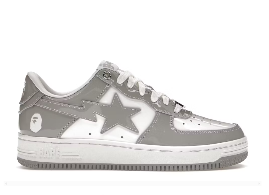 A Bathing Ape Bape Sta Patent Leather White Grey 1I70-291-021