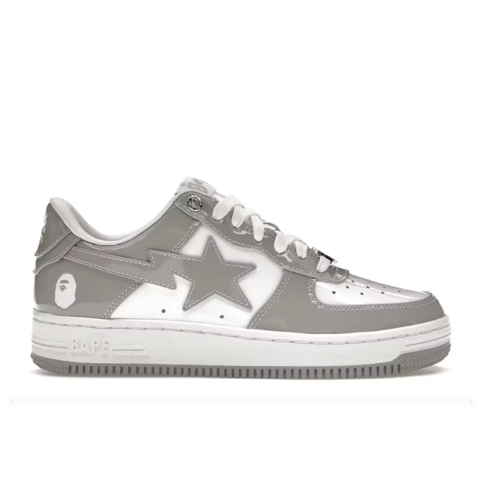 A Bathing Ape Bape Sta Patent Leather White Grey 1I70-291-021