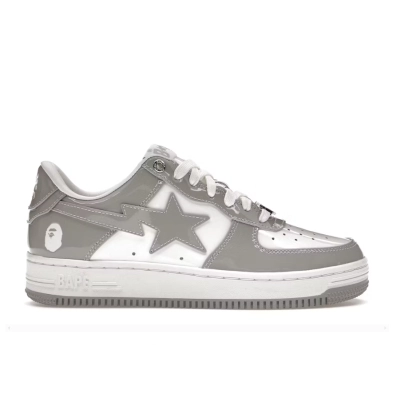 Pkgod A Bathing Ape Bape Sta Patent Leather White Grey 01