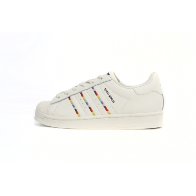 Pkgod adidas Superstar Shoes White Black Gold White Rainbow 01
