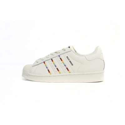 Pkgod adidas Superstar Shoes White Black Gold White Rainbow 01