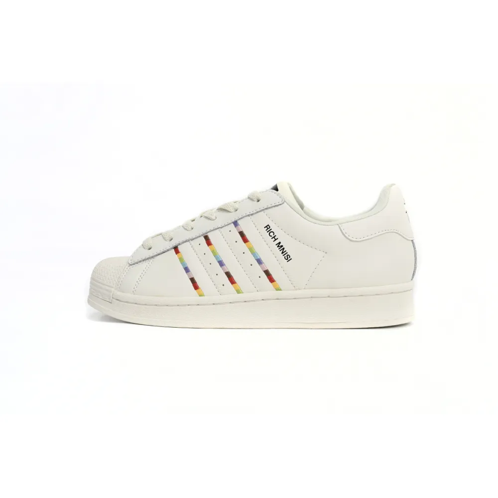 adidas Superstar Shoes White Black Gold White Rainbow ID7493