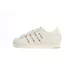 adidas Superstar Shoes White Black Gold White Rainbow ID7493