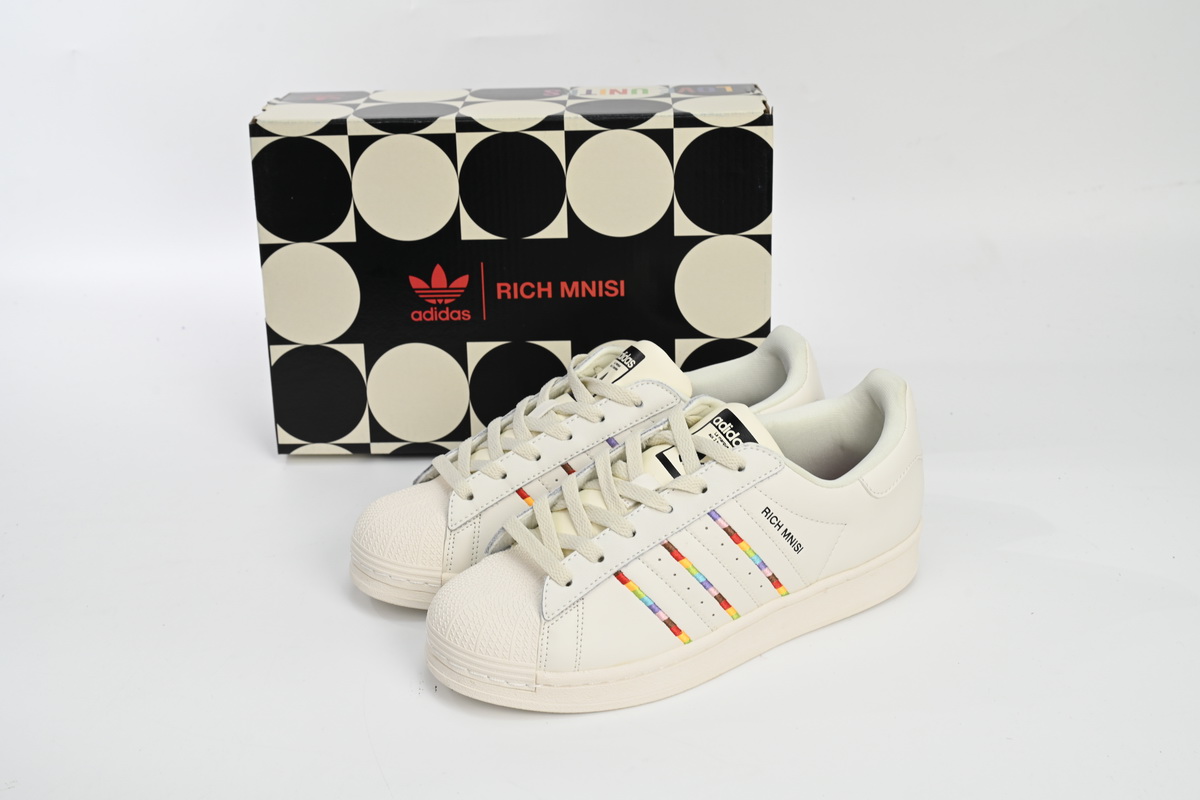 Pkgod adidas Superstar Shoes White Black Gold White Rainbow