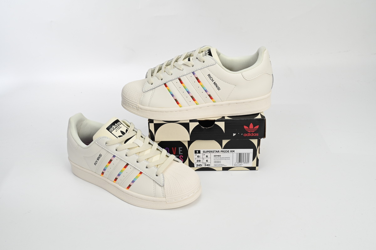 Pkgod adidas Superstar Shoes White Black Gold White Rainbow
